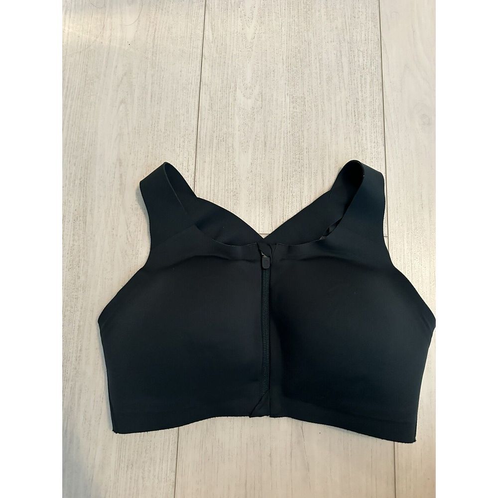 LULULEMON Enlite Bra Sz 34DD Front Zip - Night Diver Green Color